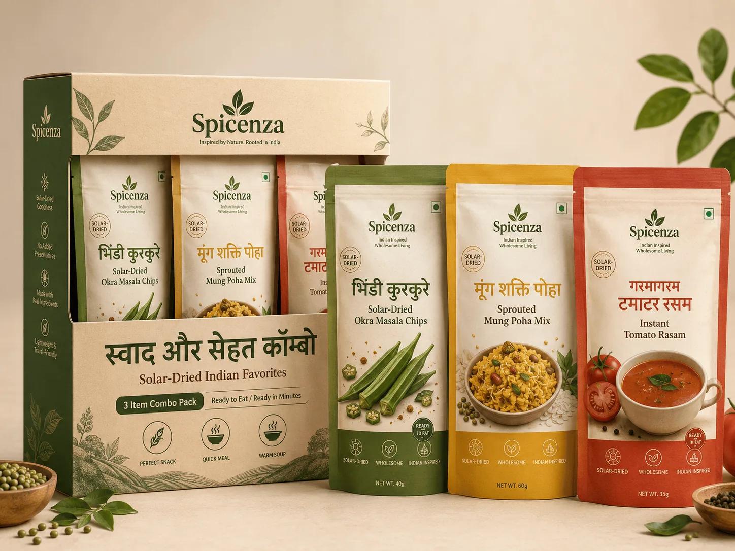 Spicenza concept packaging showing the broader family of natural foods